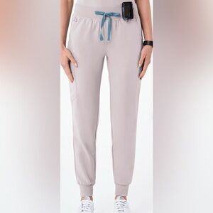 NWT Figs Women’s Zamora High Waisted Jogger Scrub Pants in Taupe Sz L